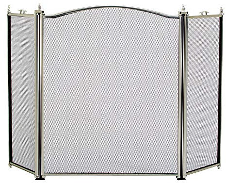 Fire Vida Denton Fire Screen 3 Panel Pewter Guard Cover Spark Shield Protector Fireside