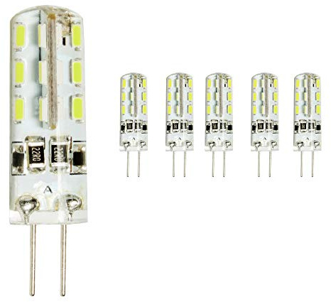 Pack de 5 bombillas LED G4 blanco frío – 2 W 12 V DC (Repuesto para bombillas de 20 W)/200 lúmenes/6000 Kelvin/Clase energética A +