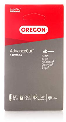 Oregon AdvanceCut 91PX Chaîne de tronçonneuse 44 maillons pour guide de 30cm, Pas 3/8 Low-Profile, Jauge 1,3mm, compatible avec les Tronçonneuses Stihl, Gardol, Hurricane