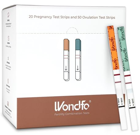 Wondfo 50 Ovulation Test Strips and 20 Pregnancy Test Strips Kit - Rapid Test Detection for Home Self-Checking (50 LH + 20 HCG)