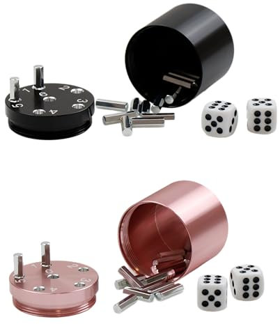 BestSaller SUPER SIX Würfelspiel Aluminum, Farbe:schwarz & roségold