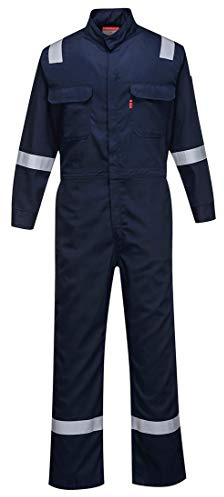Portwest FR94 Bizflame Fire Resistant Coverall with FR Reflective Tape ASTM NFPA, Navy, 6XL