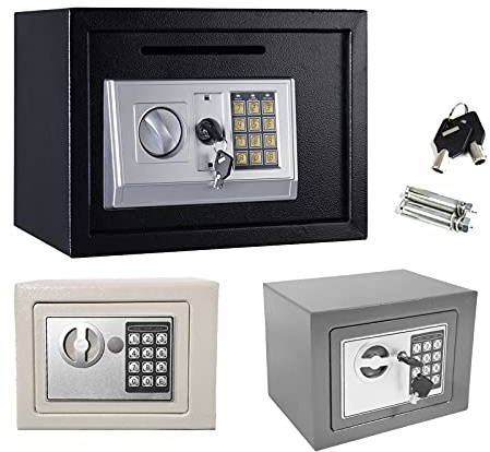 Digital Steel Safe Electronic Password Security Home Office Money Cash Safety Box Lock Case 2 Keys (16L, Grey)