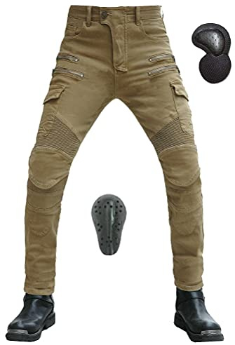 Armor Qtrees Uomo Moto Equitazione Pantaloni Motorcycle Biker Jeans Protezione Rinforzato Ginocchio Anca Pads