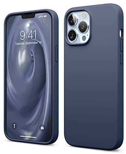 elago Liquid Silicone Case Compatible with iPhone 13 Pro Max Case (6.7), Premium Silicone, Full Body Protection - 3 Layer Shockproof Phone Cover, Anti-Scratch Soft Microfiber Lining (Jean Indigo)