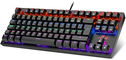Rii Clavier Gamer Mécanique - 22 Modes RGB Rétroéclairage | 88 Touches Compact + Anti-Ghosting | Design Noir pour PC/PS4/Xbox/Switch