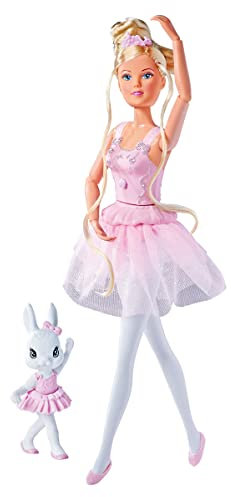 Simba 105733603 - Steffi Love Dancing Ballerinas, Puppe Steffi als Ballerina mit Tierfreund und drehbarem Rock, 29cm Spielpuppe, ab 3 Jahren