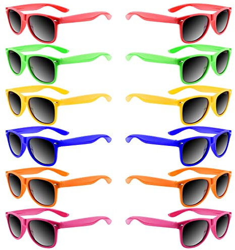 MIAHART 12er-Pack Kinder-Sonnenbrillen, Neonfarben, Partybrillen, Gefälligkeiten für Jungen und Mädchen, Sommer, Strand, Poolparty, Geburtstagsfeier, 6 Farben