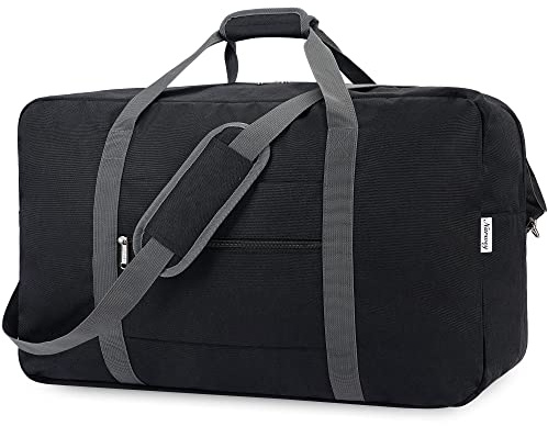 Narwey Bagaglio a Mano Borsone da Viaggio Grande Borsa da Cabina Pieghevole Borsa da Viaggio Borsa Sportiva per Weekend 40L (Nero)