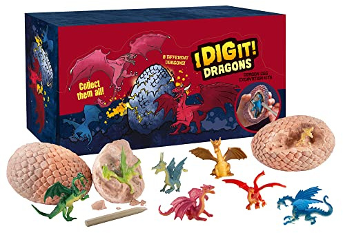 Thames & Kosmos I Dig It! Dragon Egg Excavation Gift Set | 24 Excavation Kits w/ Plastic Dragon Figurines Inside! | Party Favors, Stocking Stuffers, Easter Baskets | 8 Unique Dragons to Collect