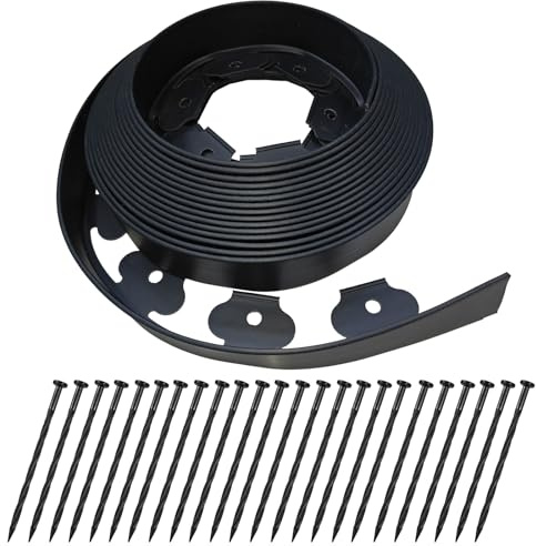 DasTior 40ft Garden Landscape Edging,Landscape Edging with 40 Landscape Spikes,Paver Edging 2 Inch Tall,Terrace Board Black…
