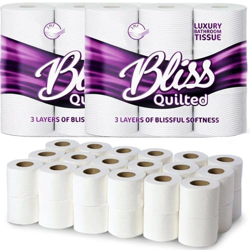 Toilet Tissue Rolls Quilted Strong & Super Absorbent 3-Ply White Luxuriously Soft Bathroom Tissue (18)