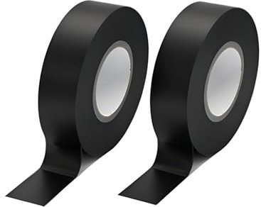 2 Pack Of PVC Electrical Tape, Strong Self-Adhesive PVC Insulation Tape for Insulating Electrical Cables (Black, 20m x 19mm)