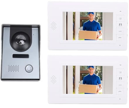 Bewinner Sistem de Videoportero con Cable, Cámara de Videoportero 1080P con Monitor de 7 Pulgadas, Videoportero, Conexión de una a Dos Pantallas, Intercomunicador de Doble Vía para