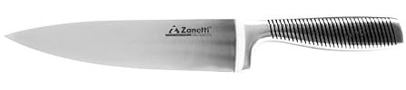 Zanetti, Coltello Chef Modello Ultra, Coltello Acciaio Inox, Lama 20 cm, Spessore 2.5 mm, Coltello Cucina Professionale, Manico Vuoto Acciaio Inox