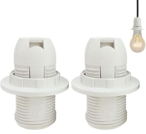 GIONAR 2 Pcs E14 Lamp Holder, Bulb Holder with Lampshade Ring, Light Bulb Holder for Table Lamp, Floor Lamp, and Ceiling Fixtures, Electric Socket for Pendant Lighting, E14 Bulb Socket Replacement