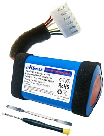 Aibatt 3.7V 7800mAh Ersatzakku für JBL Charge 4, JBL Charge 4BLK, JBL Charge 4J Lautsprecher, Ersatz für JBL Batterie SUN-INTE-118, SUN-INTE-156, 1INR19/66-3, ID998 Akku. (Nicht für JBL Charge 4 Q !)