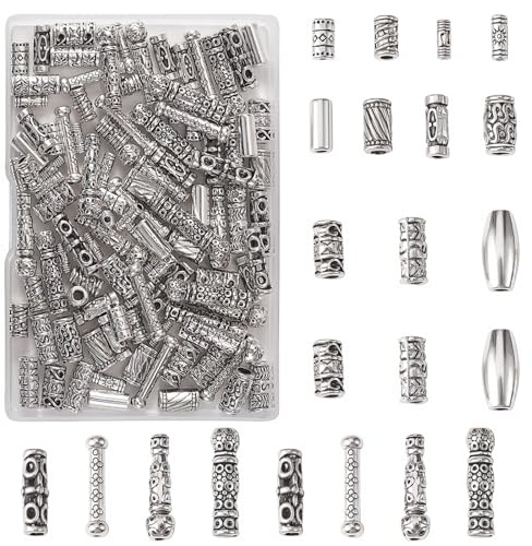 LEGENTLISUR Silver Tibetan Tube Beads for Jewelry Making, 150Pcs | Antique Spacer Beads, for Bracelets Necklace Hair Jewelry Making