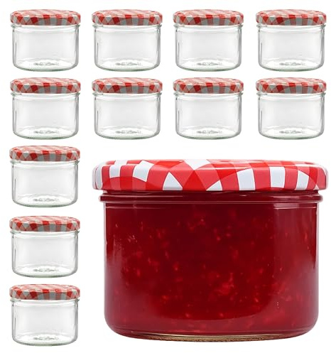 Devitre 12er Set Marmeladengläser 210 ml Einmachgläser mit Deckel und Etiketten