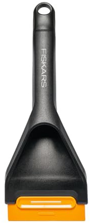 Fiskars Solid Auto-Eiskratzer mit Harter und weicher Kante, 26 cm, Mit austauschbarem Schaber, 1078497, Schwarz, Orange
