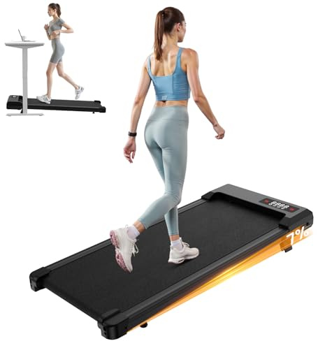 HomeFitnessCode Laufband mit Neigung für Zuhause - Walking Pad Laufpad mit Steigung Walkpad Untertisch Elektrisch 1-8 KMH Mini Walking Klein Band Gehband, Schwarz - 85CM