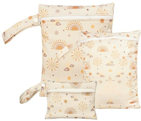 Set di 3 sacchetti bagnati per bambini, sacchetti da spiaggia, impermeabili, da viaggio, organizer per pannolini, ideali per vacanze, campeggio, palestra, gite in piscina ed escursioni