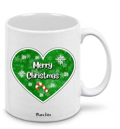 tazza ceramica 8x10 - scritta merry christmas - cuore verde - idea regalo natale uomo donna - collezione natalizia