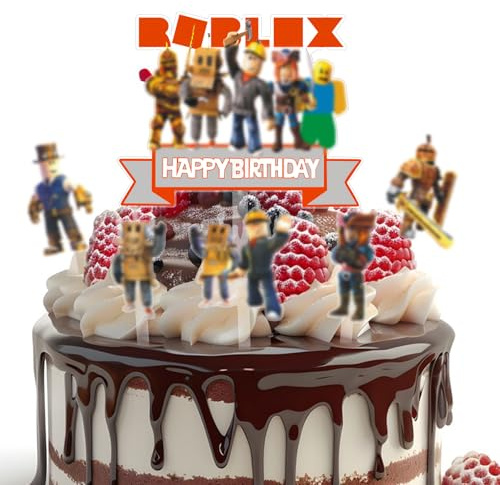 Roblx Decoracion Tartas Cumpleaños, 7 Unidades Topper Tarta, Cake Topper, Decoración de Cupcakes, Adecuado para Fiestas Temáticas