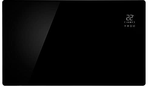 Vitra Glass WiFi Electric Panel Heater, Wall Mounted. Smart Convector Radiator With Timer & Thermostat, Splash Proof, Voice Control (500W, Black)