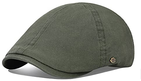 VOBOOM Cotton Flat Cabbie Hat Gatsby Ivy Irish Hunting Newsboy Cap (Army Green)
