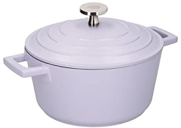 MasterClass Medium Casserole Dish with Lid, Lightweight Cast Aluminium, Induction Hob and Oven Safe, Lavender, 4 Litre/24 cm
