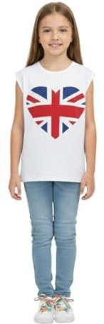 A2Z 4 Kids Flickor T Skjortor England Fotboll Värld Kopp Hjärta Tryck T Shirt Mjuk - T Shirt 552 White 11-12