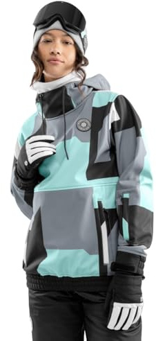 SIROKO - Snowboardjacke für Damen W1-W Ushuaia - L - Türkis/Grau