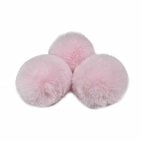 SHTGOI 10 pompones para manualidades, 6 cm, pelo de conejo de imitación, bolas de peluche de alta elasticidad, pompón esponjoso, colorido, accesorios para manualidades creativas, color rosa claro