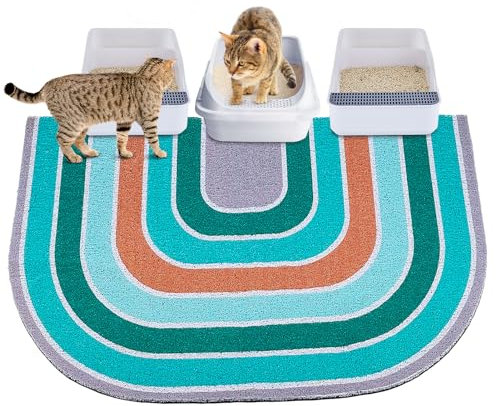 Unicorn Catcher Cat Litter Mat Quality Litter Box Mat Large Non-Slip Cat Litter Mat Litter Trapping Mat Soft Kitty Litter Mat Compatible Two Litter Boxes Cat Products Easy to Clean,Green,XL