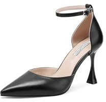 QUEEN HELENA Décolleté con Tacco a Spillo Scarpe Eleganti con Cinturino K3328 (Nero Pu, 37)