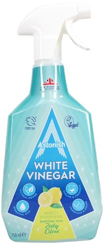 Astonish Multipurpose Cleaning Spray with White Vinegar, Powerful Cleaning for Surfaces, Zesty Lemon Scent, 750ml