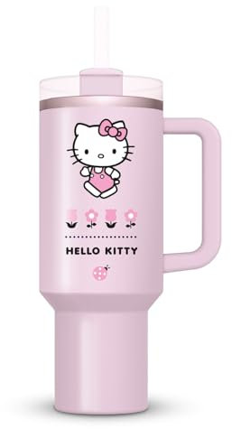 Pyramid International - Tumbler Hello Kitty - Tazza termica con cannuccia e manico - 1,2 L - Thermos caldo e freddo