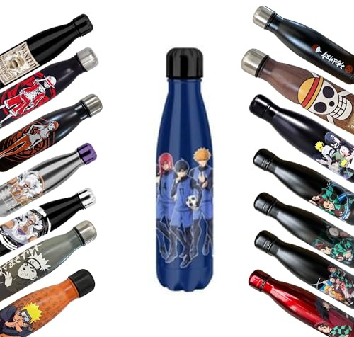 Homadict – Thermosflasche Blue Lock – Trinkflasche aus Edelstahl – Hält heiß und kalt 12 Stunden – Sport, Reisen, Alltag, 500 ml, BPA-frei, offizielles Lizenzprodukt