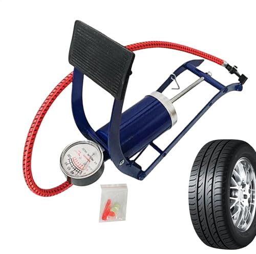 Pompa da bicicletta a terra con manometro – Pompa ad aria portatile per pneumatici e palloni | Gonfiatore di pneumatici durevole per biciclette, moto, auto e gonfiabili, pompa per bicicletta ad alta
