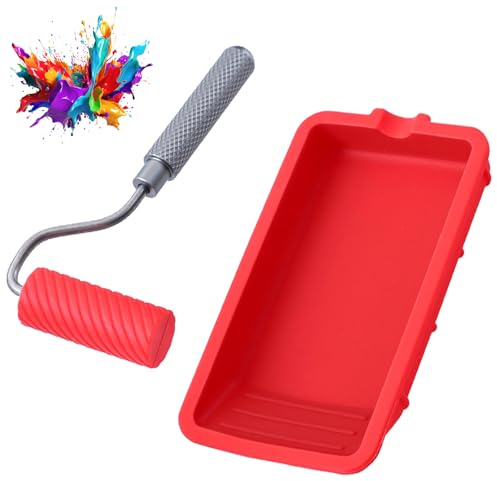 Bandeja de Pegamento de Silicona Juego, Rodillo Pintura 48mm Rodillo Encolador para madera, Rodillo Adhesivo con depósito de adhesivo para arte, manualidades, carpintería y proyectos de encolado