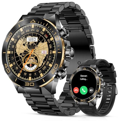 Ethelred Reloj inteligente para hombre responde/hacer llamadas para Android iPhone, 400 mAh, reloj inteligente resistente, frecuencia cardíaca, oxígeno en sangre, presión arterial, monitor de sueño,