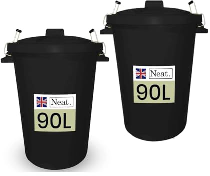 NeatPlastics Dustbin 90 L, Large Dustbin for Garden with Heavy-Duty Weather Resistant and Food Grade Material, Trash Can Garbage Bin With 2 Clip Locking Lid for Indoor & Outdoor Waste, Pack of 2