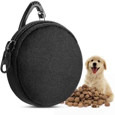 OUDQFCJ Pochette Friandise Chien, 1 Pièces Sac Friandise pour Chien, Noir Pochettes à Friandises pour Chiens, avec Carabiner, Peut Stocker des Écouteurs, des Câbles de Données, des Clés