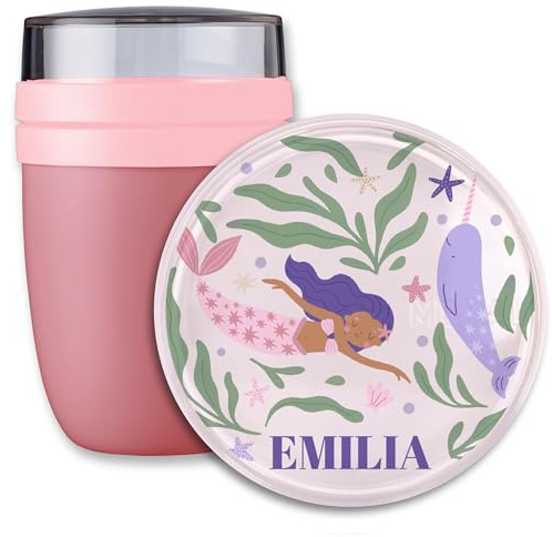Lunchpot Kinder Müslibecher to go Joghurtbecher für Mepal Ellipse - Einschulung Geschenke Meerjungfrau mit Name personalisiert I Mermaid Geschenk Schulkind I Unterwasser I Schulanfang I Schulbeginn