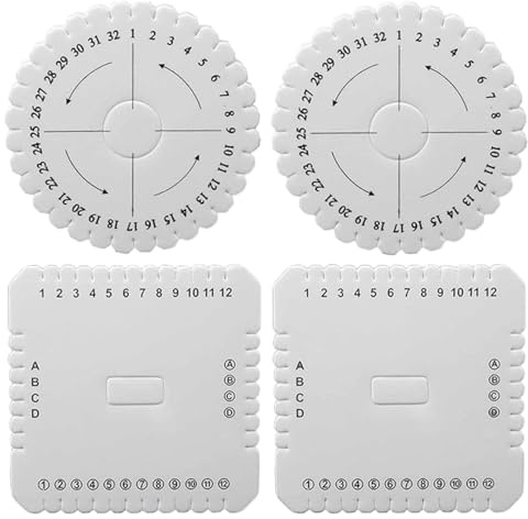 4Pcs Kumihimo Braiding Disks Set - Round and Square Foam Plates for Craft Enthusiasts Lovers Weaving Tools for DIY Bracelet Making, Braided Cord String, Handmade Beading Projects