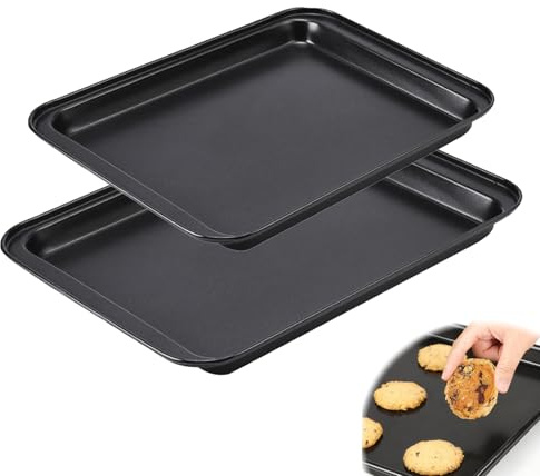 Pack of 2 Rectangular Baking Trays - Non-Stick Coating, Extendable, Rustproof, Easy to Clean - For Baking, Cooking & Serving