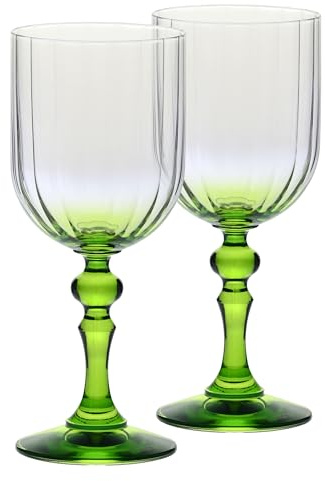 Krosno Calici da vino 300 ml con stelo verde chiaro, set da 2 – per vino rosso e bianco, mocktail e acqua – cristallo senza piombo – lavabili in lavastoviglie – Bubble Celebration Moments