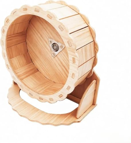 Rueda Hamster Silenciosa 23 CM, Madera Natural Accesorio para Mascotas