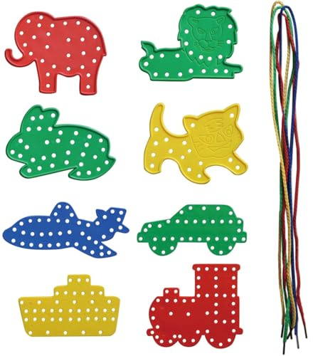 Elmsley 8 PCS Fine Motor Skills Toys,Toddler Threading Toy with Threading Laces,Animal & Fine Motor Skills Toys for 3+ Year Old,for Toddler Activities Early Years Preschool Learning for Kids